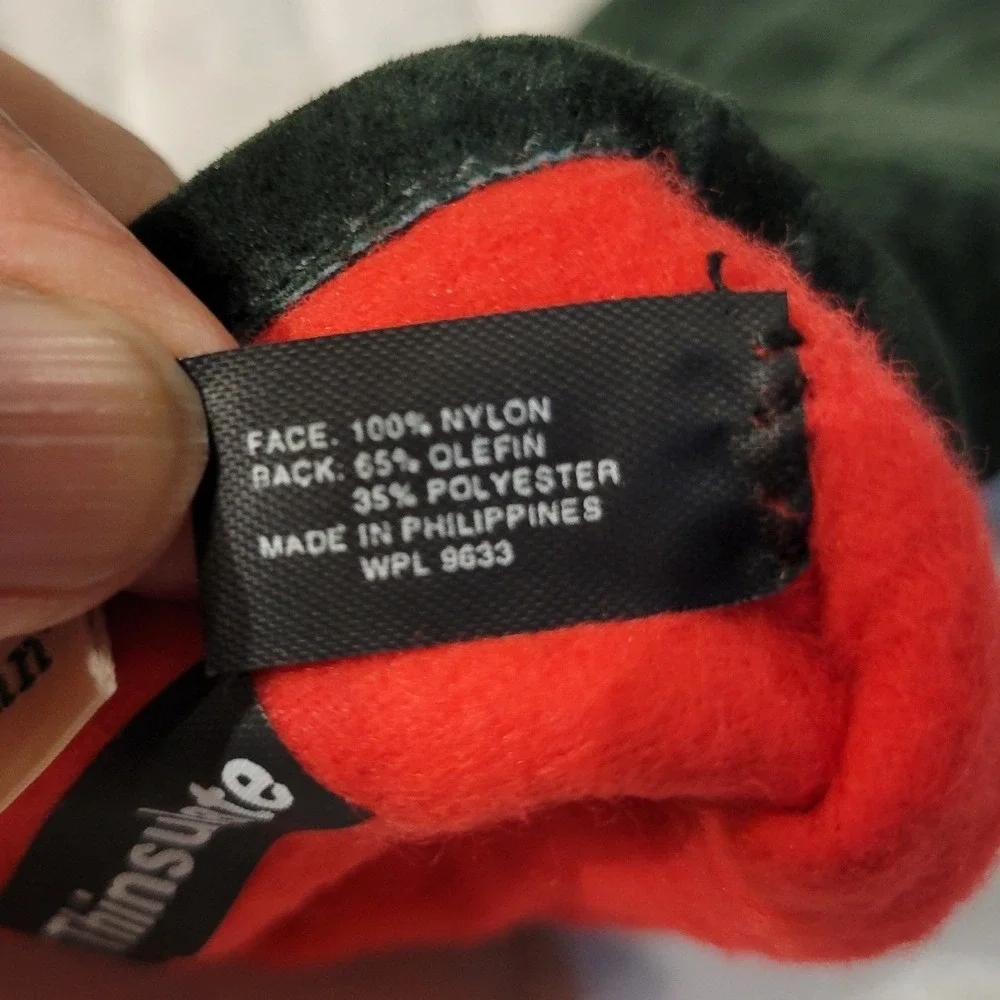 LL Bean Thinsulate Women M Winter Gloves Hunter Green Suede Nylon Cabincore Cozy